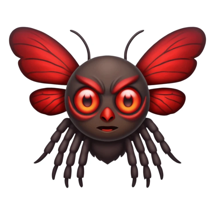 Create a scary emoji of the mothman with bright red eyes sticker