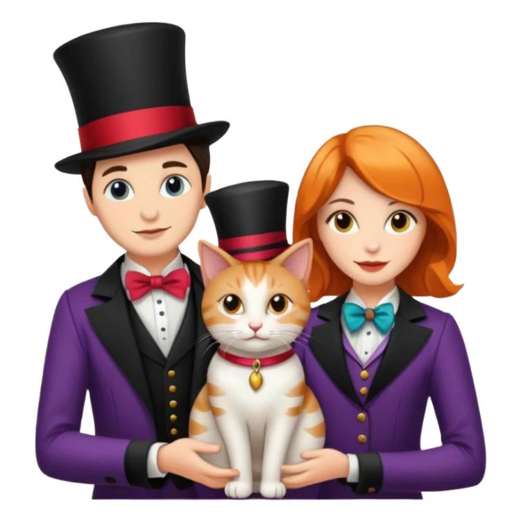 magician couple and their pet cat sticker