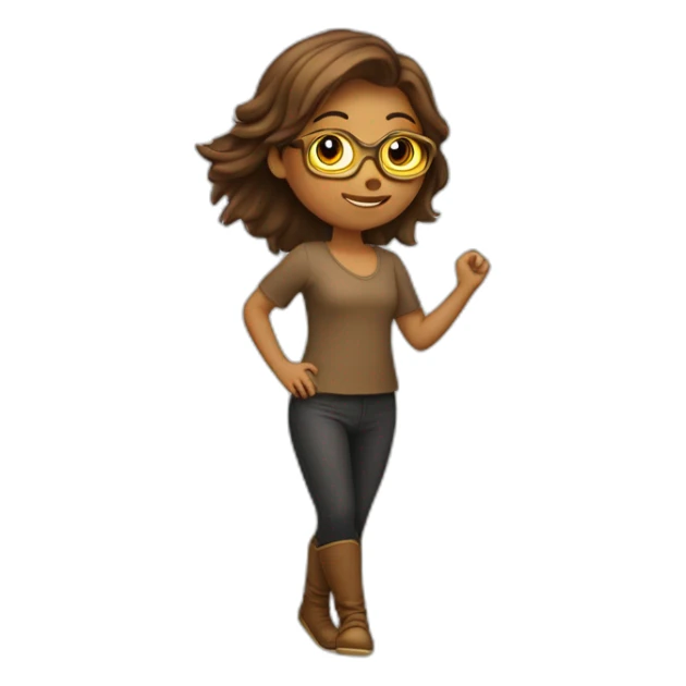 Fille qui dance avec une queue de cheval marron et des lunette doré sticker