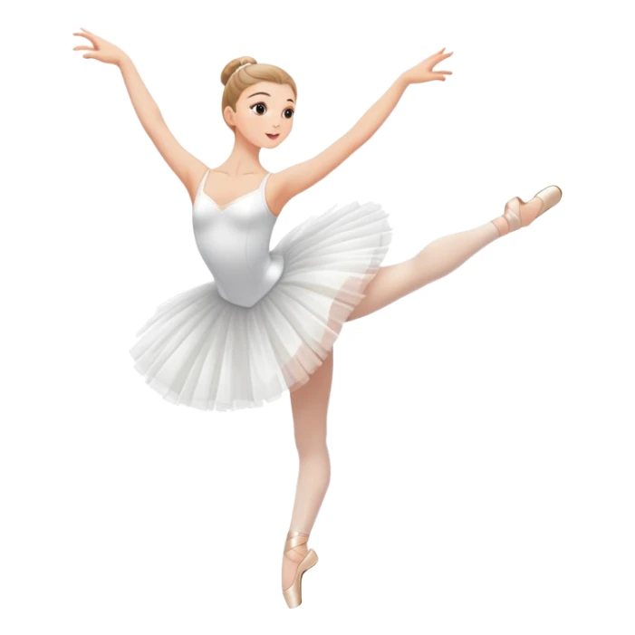 elegant ballerina in a white tutu doing a grand jeté leap sticker
