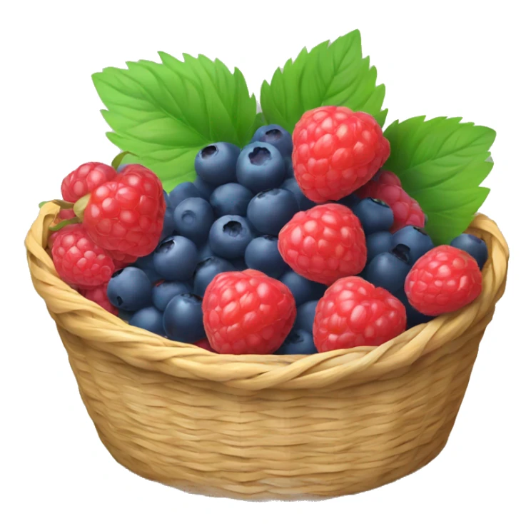 A basket full of raspberries, blueberries,  strawberries sticker