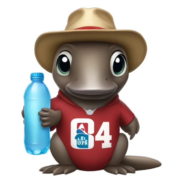 platypus wearing a 49er hat holding water bottle sticker