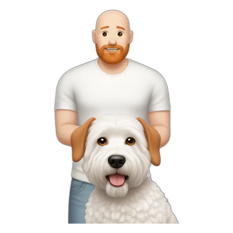 Bald man with ginger beard and Bichon frise sticker