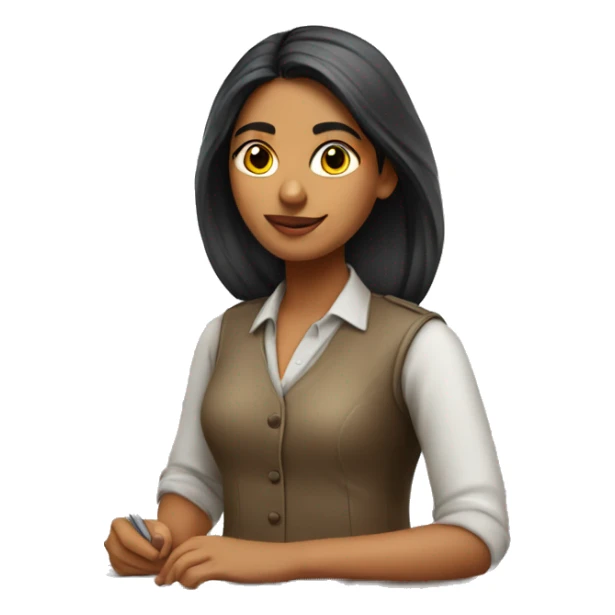 Indian girl going to work on a desk job sticker
