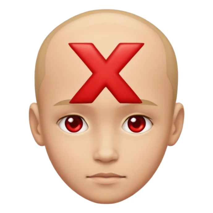 Forhead with a red small "x" symbol in the center sticker