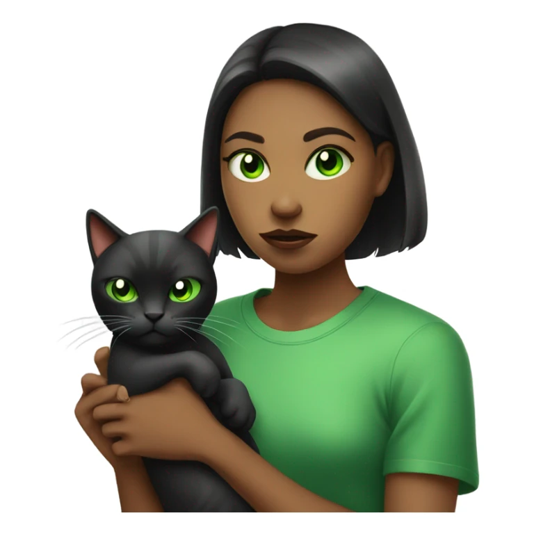 green eyed girl holding angry cat indoors sticker