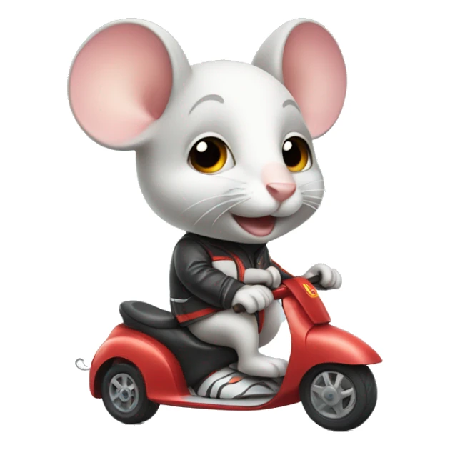 À cute mouse dressed like a racing driver on a scooter sticker