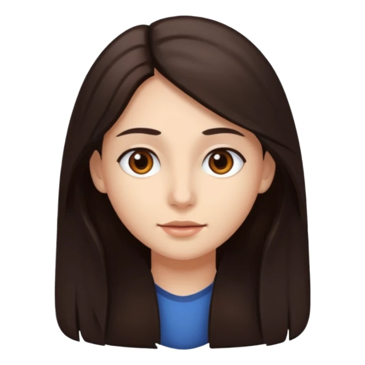 cabelo grande ,castanho escuro, pele clara, olhos castanhos,  sticker