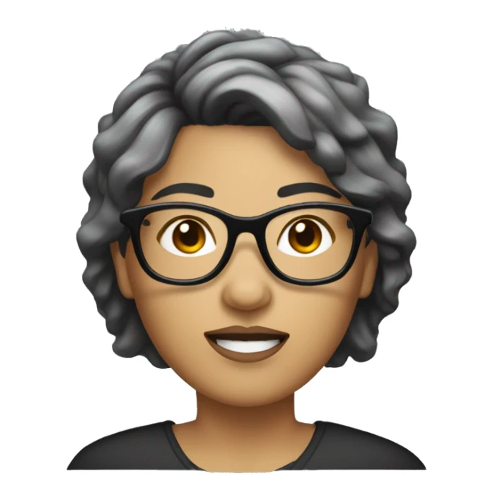 Wheaten woman with short black hair and glasses sticker