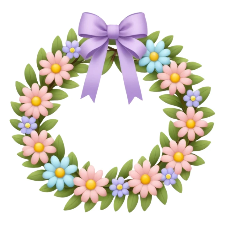 flower wreath with pastel colors, in a shape of an egg sticker