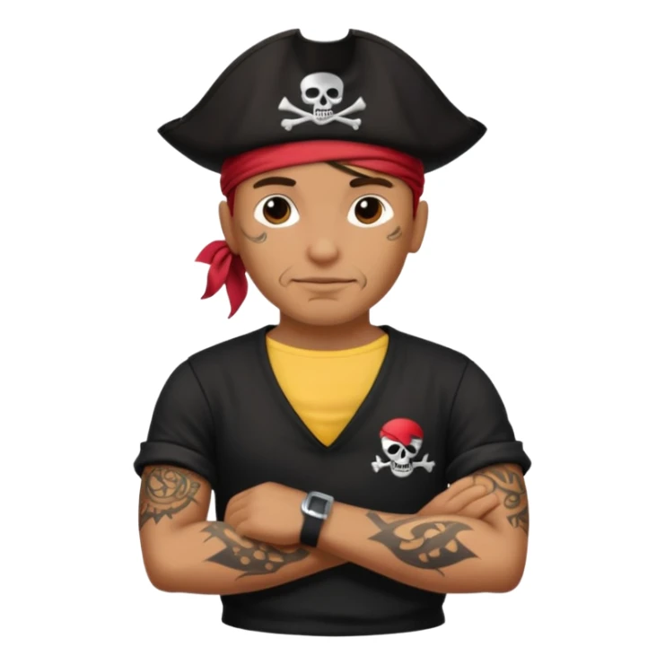 Pirate with black shirt saying I love you sticker