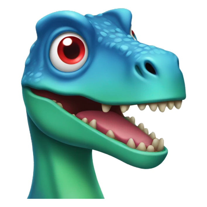 a blue/ green dino with red eyes  sticker