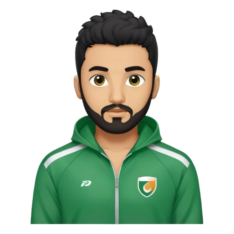 Abdul Ali : Age: Late 20s
Appearance: A strong-built South Asian man with permed hair black hair, a close shave beard, and dark brown eyes.
Outfit: Green player tracksuit  sticker