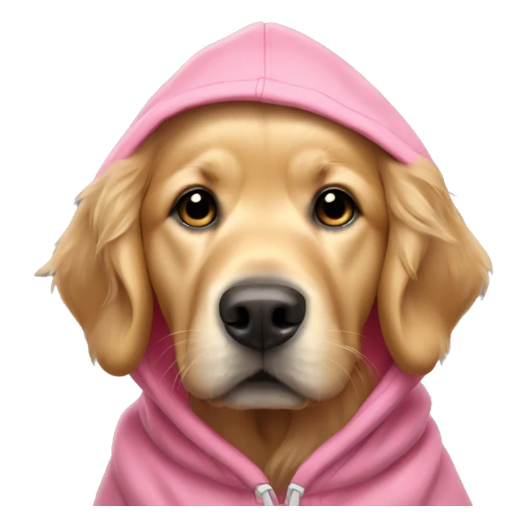 Golden retriever wearing pink hoodie sticker