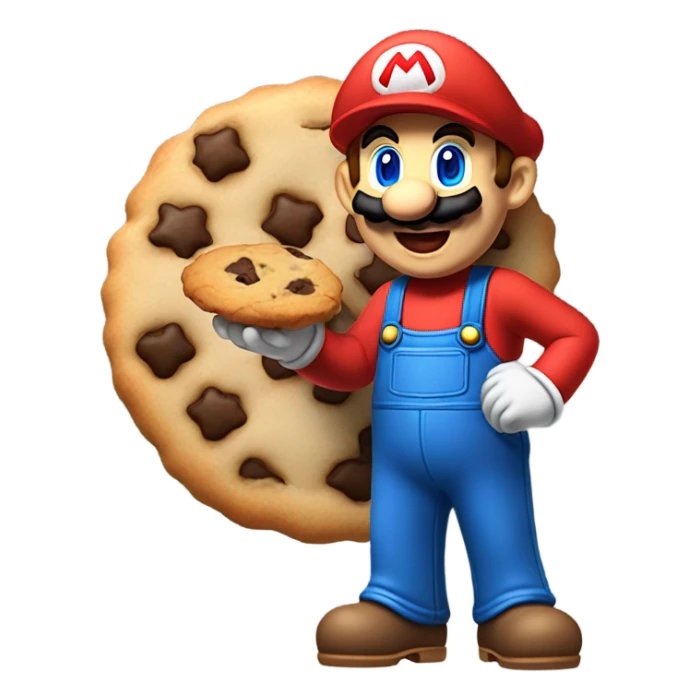 Mario as t shirt red and blue eating a cookie sticker