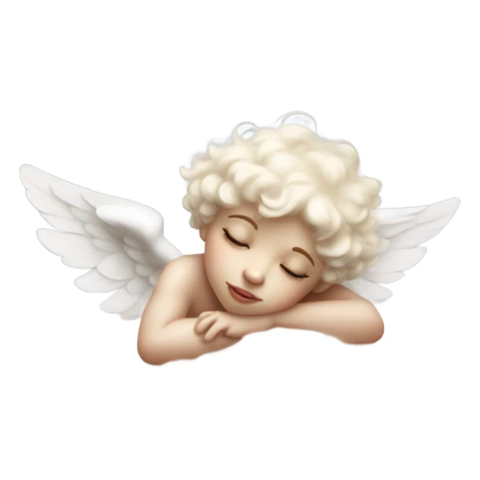 Realistic Photo of pale cupid asleep on a cloud sticker