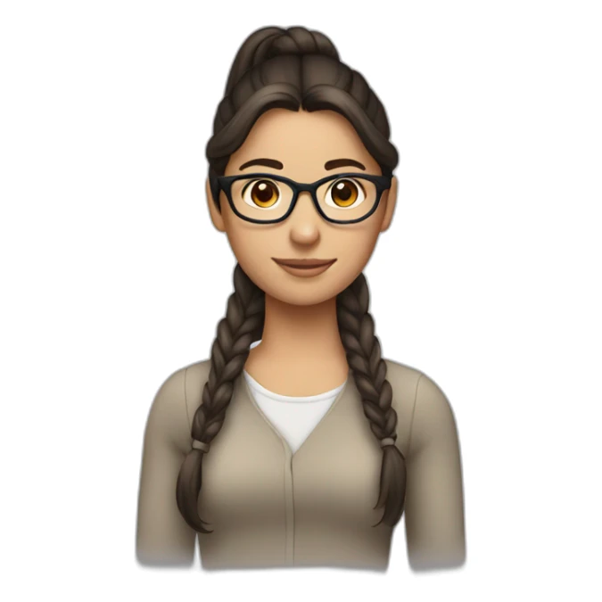 Brunette with glasses and a ponytail sticker