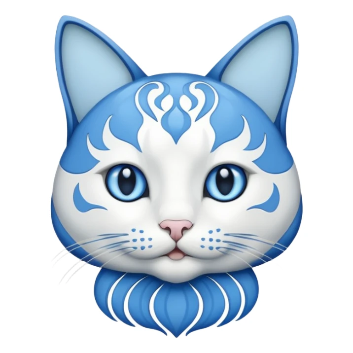 White and blue Cat art aesthetic nouveau sticker