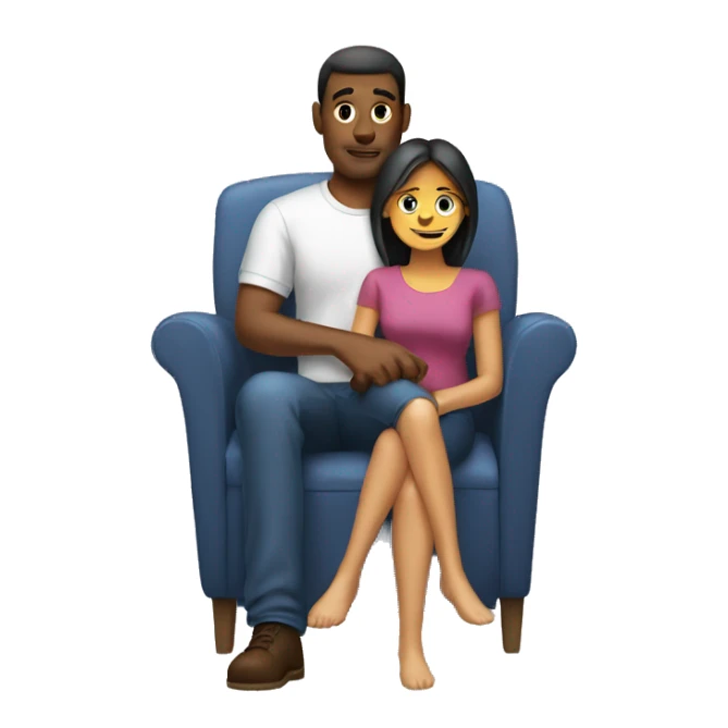 Man sitting on chair with woman on lap sticker