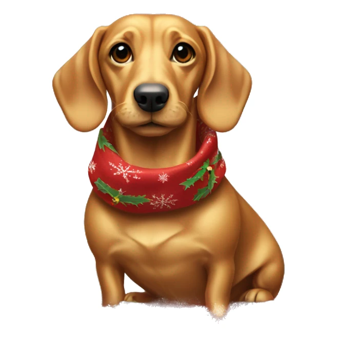 Golden Sausage Dog wearing a Christmas scarf sticker