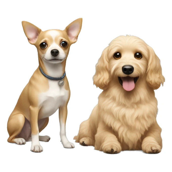 A chihuahua and golden doodle next to each other  sticker
