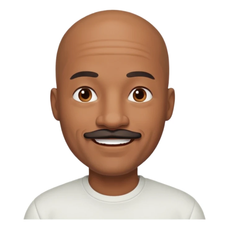 bald black dad with chin mustache smile warmly in white shirt sticker