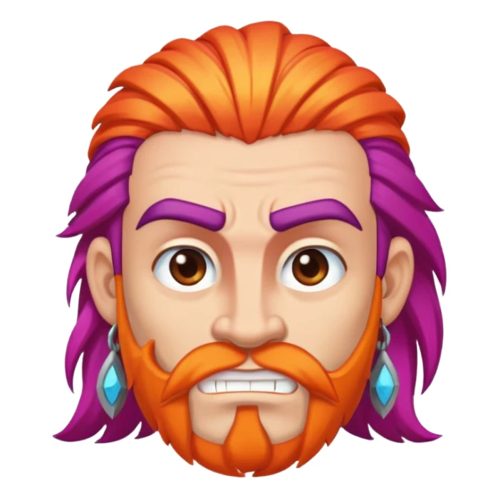 a barbarian with big eyebrows and colourful hair sticker