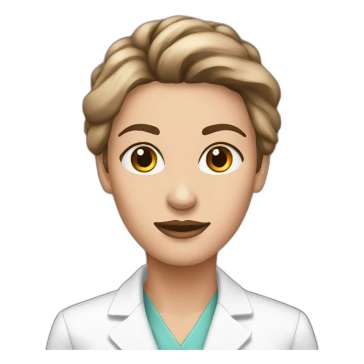 women dermatologist long brown hail, fair skin sticker