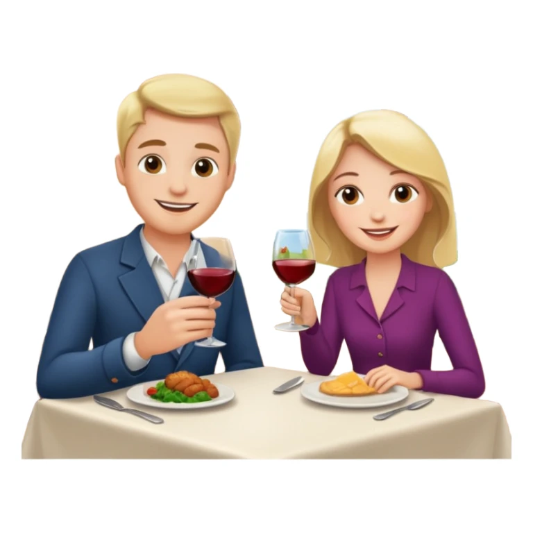  couple sitting and having dinner in a restaurant sticker