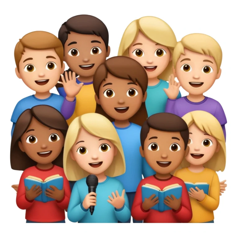 group of children singing together, joyful and friendly sticker