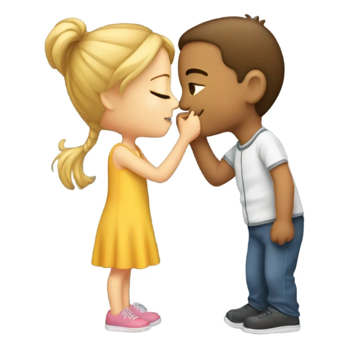 Girl giving cheeck kiss to a boy sticker