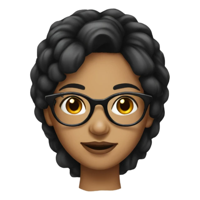 black haired girl with glasses portrait sticker