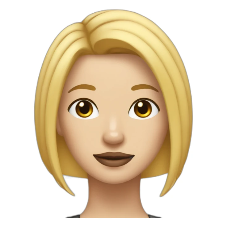 Blond lady with shoulder length bob haircut and a black and white Pitbull sticker