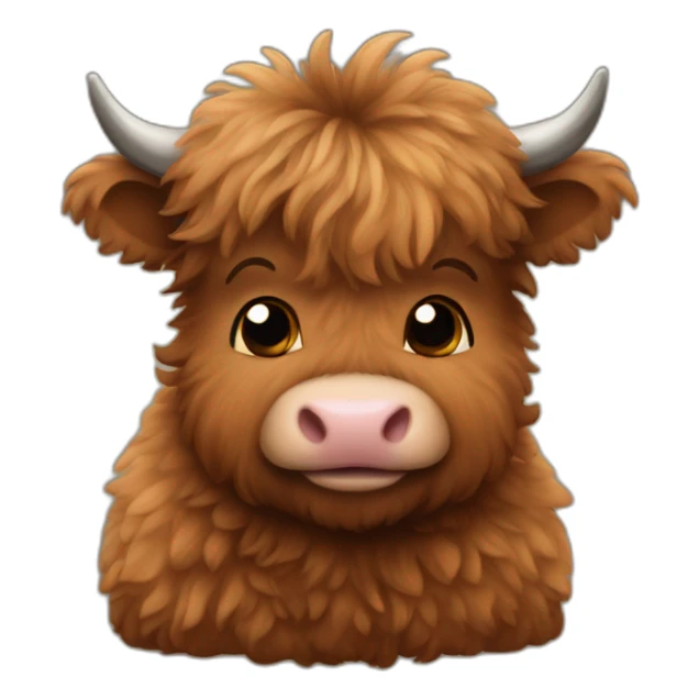 brown fluffy baby scottish cow sticker