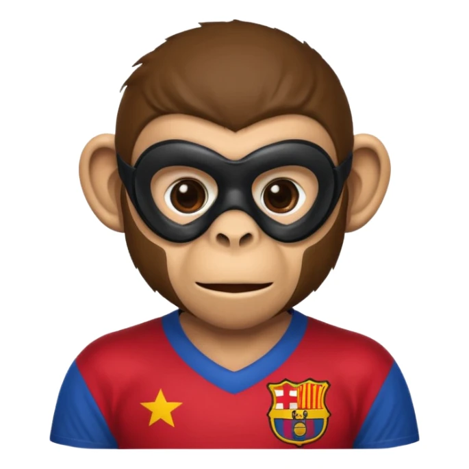 Monkey with Barcelona shirt and black mask on His face sticker