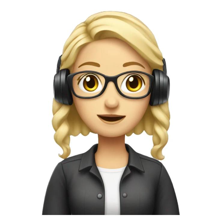 Audio technician blonde girl with an audio desk sticker