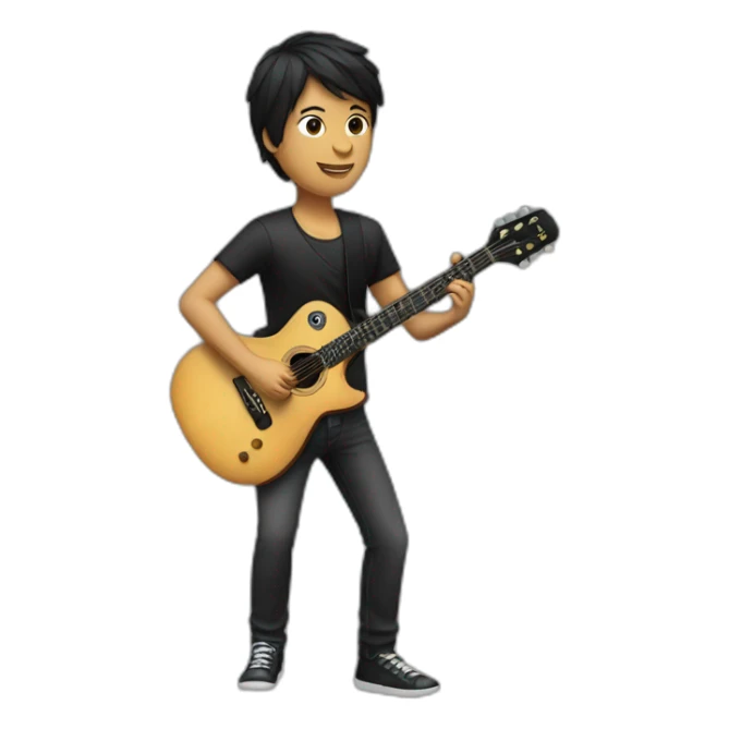 Guitar coach dark short hair playing a black guitar sticker