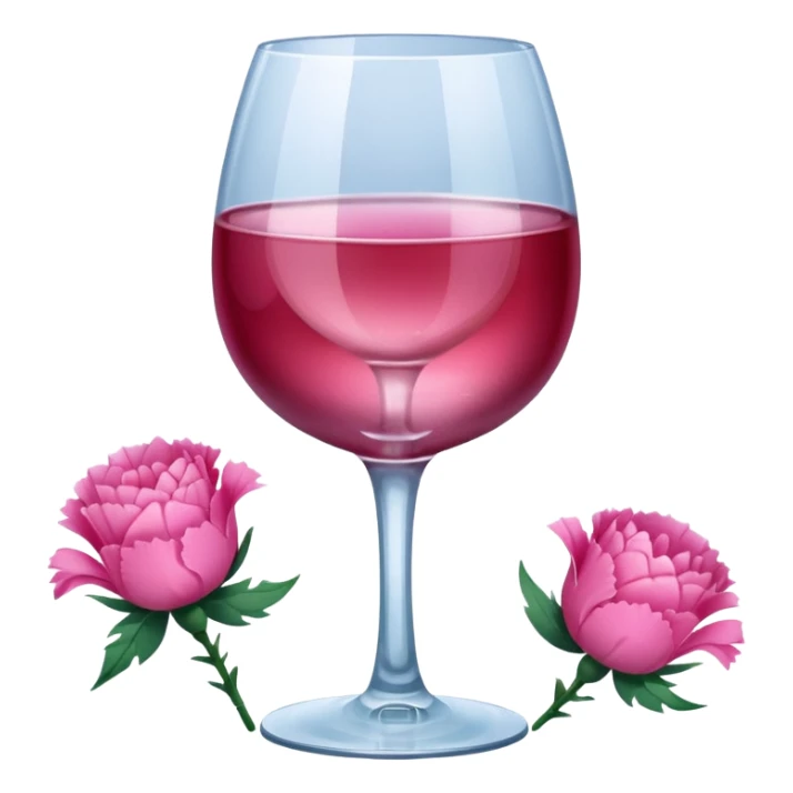 Pink wine, ice and a carnation in a wine glass sticker