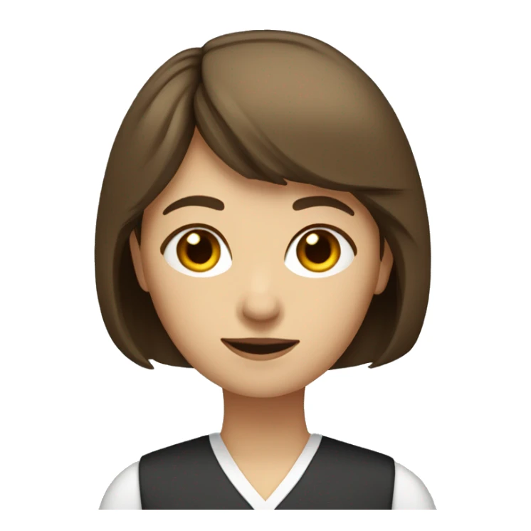 ogirl teacher with straight short brown hair and bang sticker