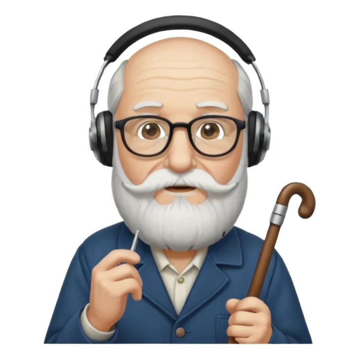 Anciano barba blanca larga bastón aufifono lentesb sticker