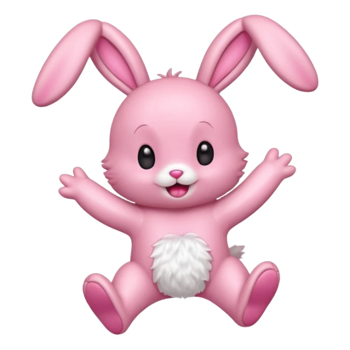 Exited pink bunny, kawaii chibi fluffy ears and body jumping of excitement  sticker