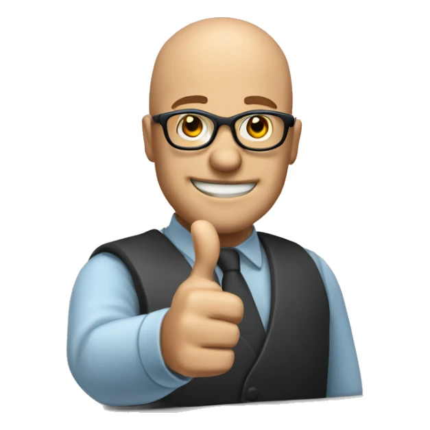 Information technology thumbs up bald guy with glasses sticker