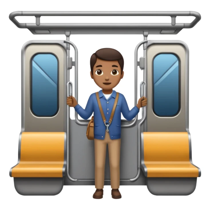 Rider holding grab bar,Metro Riders, inside metro train, no transparent, with background,full image , negative transparent. sticker