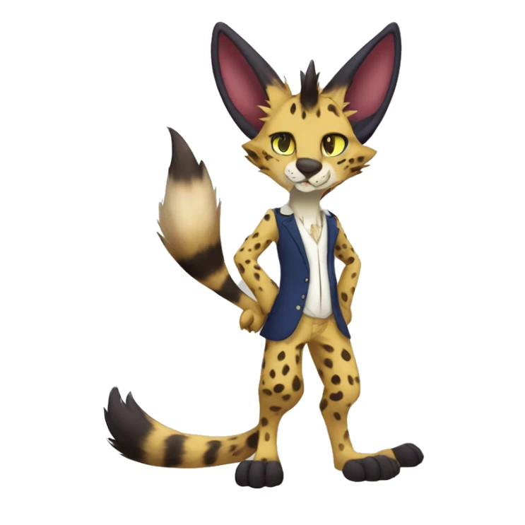 Anthro Fursona Sergal-Serval-Vernid-Fionbri full body sticker