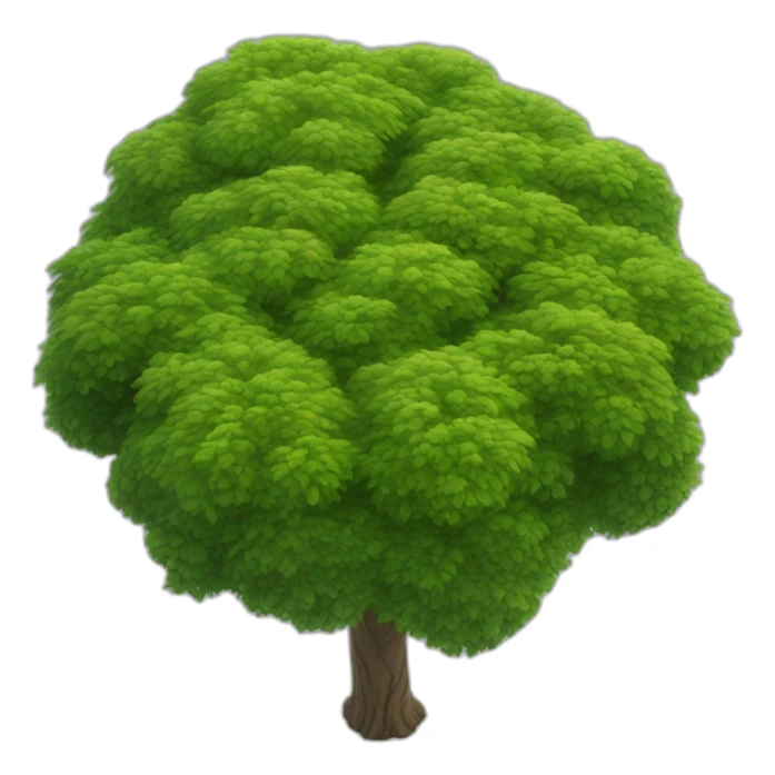 Tree as seen from the sky, looked down from the top, simplified and photorrealistic sticker