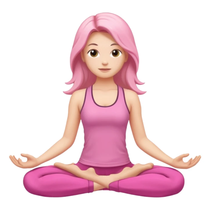 Pose de yoga cabello suelto, rosa sticker