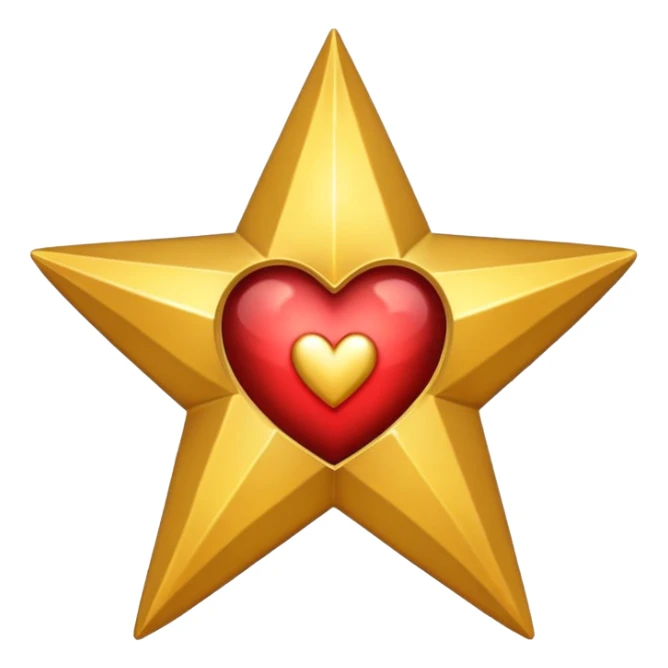 A star with a heart inside, golden and black sticker
