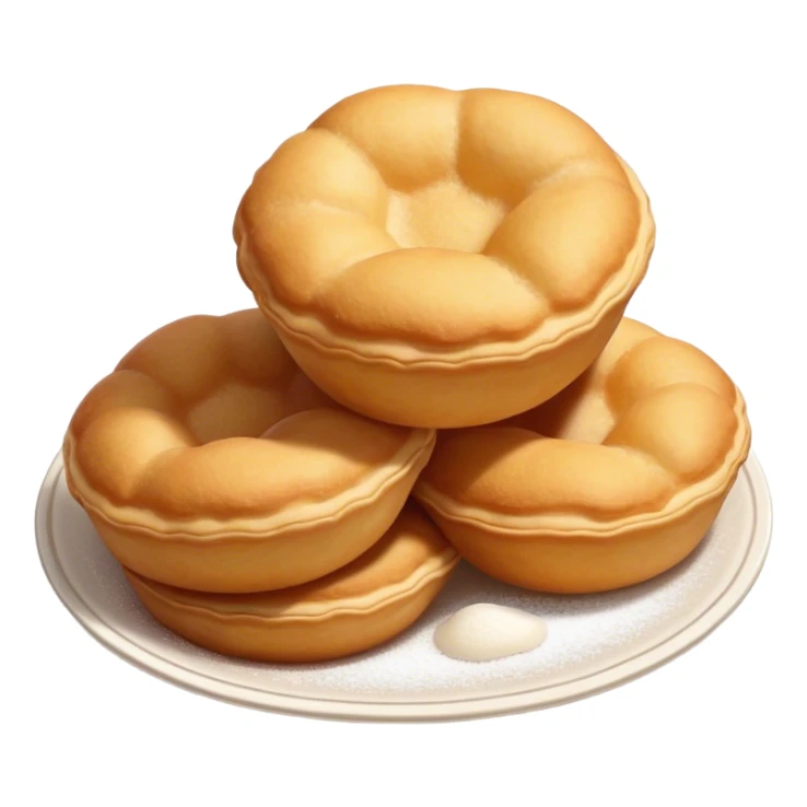 Cinematic Realistic image of simple round buñuelos, depicted with a lightly crisp, golden exterior and soft, airy interior, dusted with a subtle layer of powdered sugar and set against a rustic backdrop with warm, inviting lighting. sticker