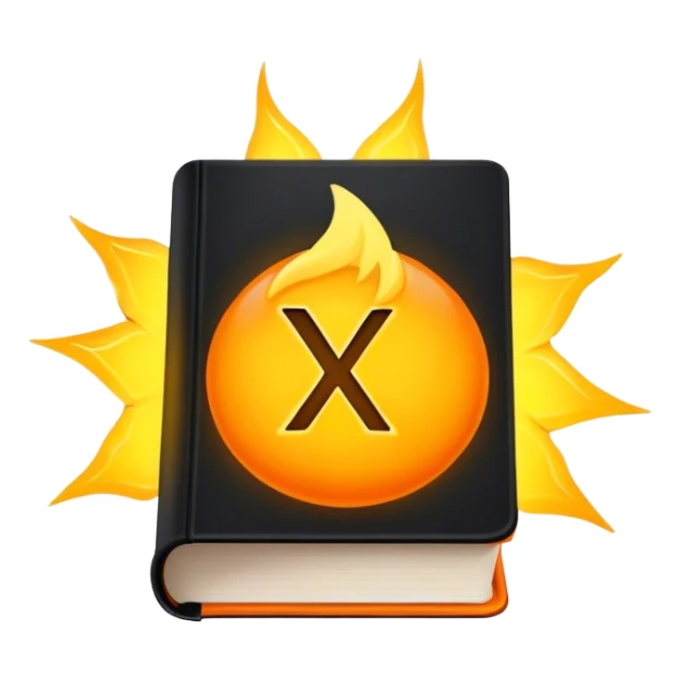 A bright orange book with a black, bold X with an edgy texture, exuding energy and pure, unapologetic confidence..yello waura.. unstoppable sticker