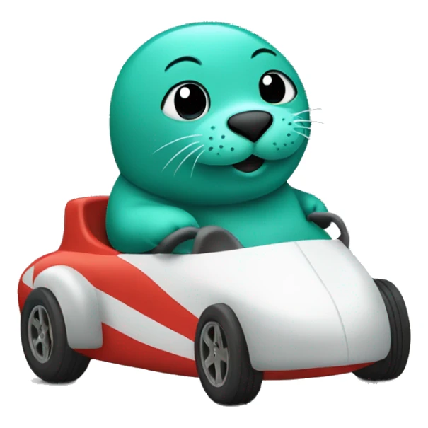 teal seal sitting in racecar side view sticker